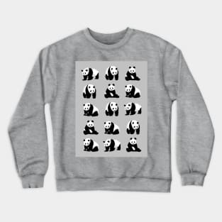 Panda Bear Pattern on a Grey Background Crewneck Sweatshirt